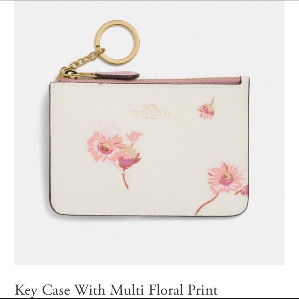 NWT Coach Key Case With Multi Floral Print